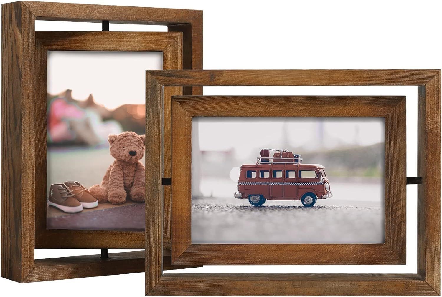 2 Pack 4x6 Rotating Floating Picture Frames