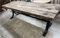 Weathered Garden Bench with Metal Legs 59 x 18 x19
