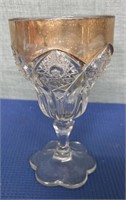 Vintage Pair of Cut Glass Goblets with Gold Trim