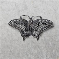 Sterling Silver 925 & Marcasite Butterfly Brooch
