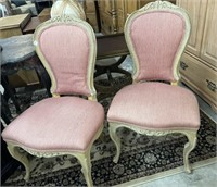 Louie Xv Style Pink Stripe Accent / Side Chairs