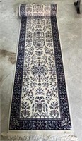 Wool rug runner 30” x14’ blue base needs cleaning