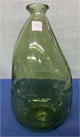 Irregular Shaped Green Glass Vase 15" h