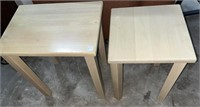 Pair Blond Side Tables Two Different Sizes