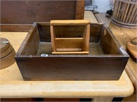 WOODEN CADDY AND BOX