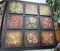 Large Wall Art 9 Floral Tiles