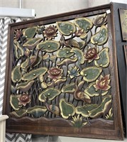 Large Wall Art Wood Cut Out “Lily Pads , Birds “