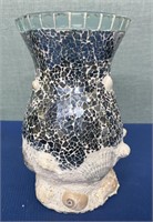 Mosaic & Shell Vase 10.5” h