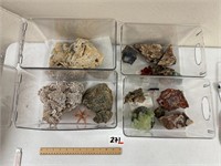 4 Clear Boxes of Minerals As Shown