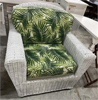 White Wicker Chair , New Sunbrella Upholstery