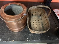 COPPER PLATED PAIL AND BASKET