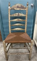 Vintage Ladder Back Chair , Hand Painted