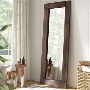24x64 Large Wooden Full Length Floor Mirror  Brown