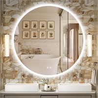 42 LED Round Bathroom Mirror  Backlit  Anti-Fog