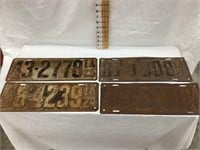 (4) Iowa License Plates, 1924-25-26-28