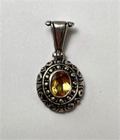 Sterling Bali Made Citrine Pendant 5 Grams