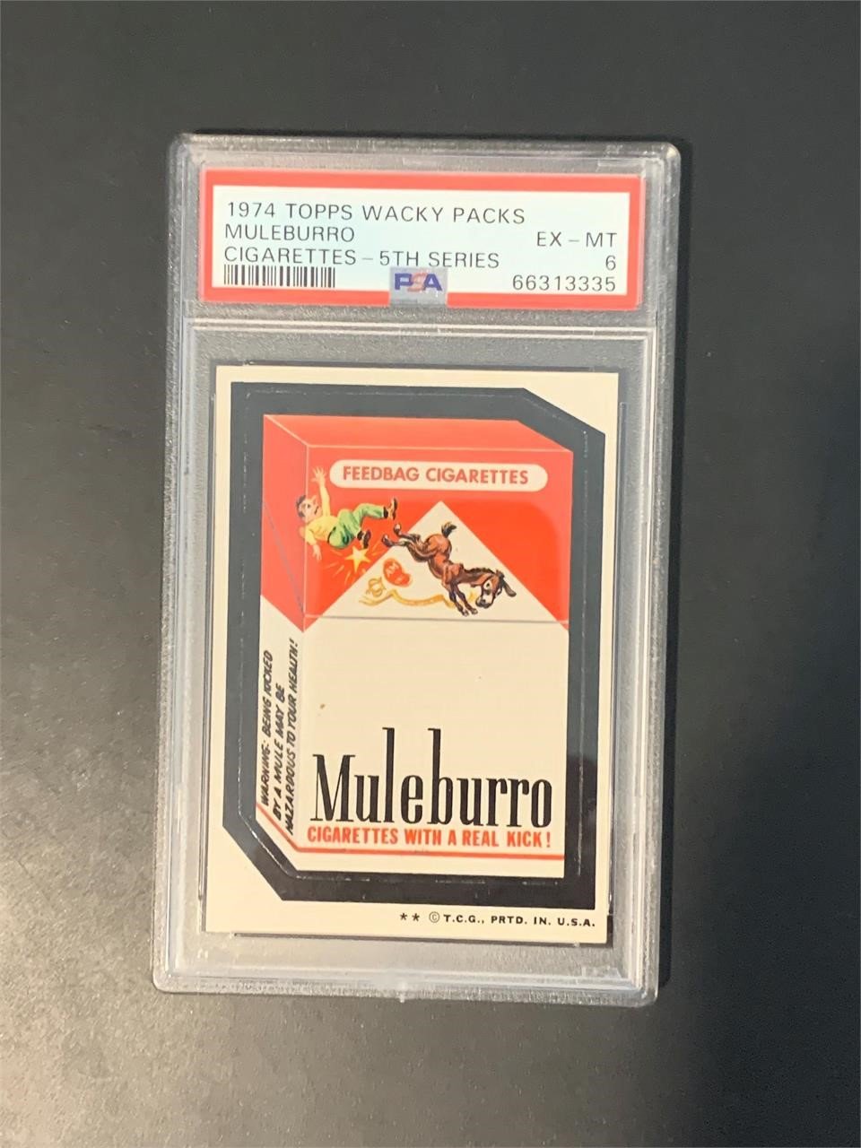 1974 Topps Wacky Packages Muleburro Cigarettes Tan
