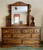 Dresser with Mirrored Hutch