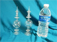 (2) Vintage Hand Blown Glass Perfume Bottles