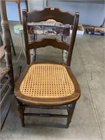 VINTAGE WOODEN CHAIR WITH CANED BOTTOM