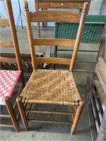 WOODEN CHAIR WITH WOVEN BOTTOM