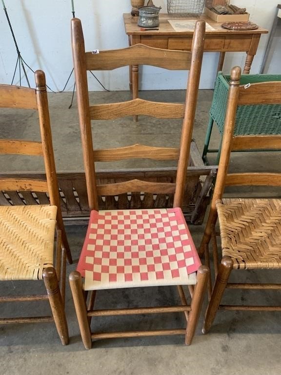 WOODEN CHAIR WITH WOVEN SEAT