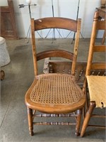 WOODEN CHAIR WITH CANED BOTTOM