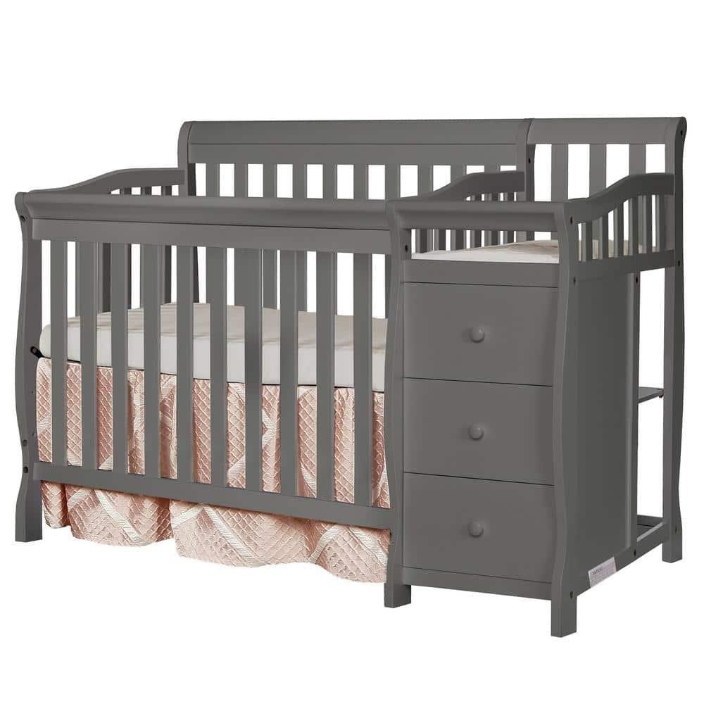 $350+ Retail- 4in1 Steel Grey Mini Crib & Changer