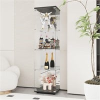 4-Shelf Glass Cabinet 66x17x14 Black