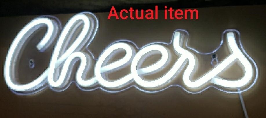 LED Neon Cheers Sign - USB Operated  Cool White