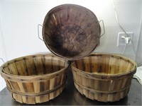 3 - Bushel baskets 15 wide by 7 inch tall