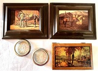 (2) Ranch Prints, Wooden Jewelry Box, & More