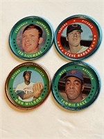 (4) Vintage Topps Baseball Coins (metal)