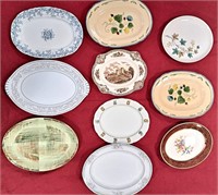 10 ASSORTED SIZED PLATTERS PRETTY CHINA DESIGNS