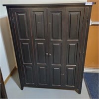 Black Distressed Wood Entertainment Cabinet