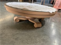 ROUND COFFEE TABLE AND HANDMADE TABLECLOTH