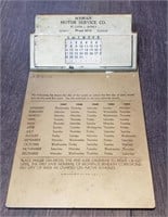 Hyman Motor Service Calendar Clipboard