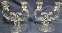 PRETTY FOSTORIA CENTURY GLASS CANDLE STICK HOLDERS