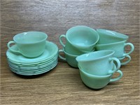 Lot of Jadite Cup and Saucer Set (8)