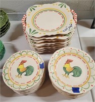 Horchow Italian Rooster Plates, 8 Piece Setting