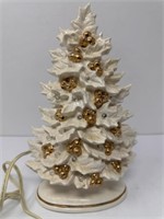 Vintage White and Gold Lit Ceramic Christmas Tree