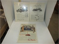 3 Vintage Chrysler posters 1927 (2) & 1941