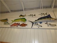 11 ASSORTED MOUNTED FISH AND DECOR