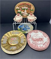 Decorative Wall Hanging Plates Plus Salt Pepper