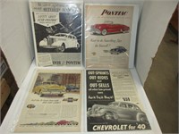 4 Vintage Chevy & Pontiac posters 1930s – 1950s