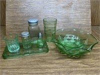 Lot of Misc Uranium Glass Pieces (7)