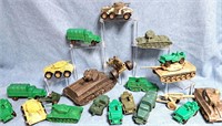 ASSORTED TOY MILITARY TRUCKS TANKS LOT