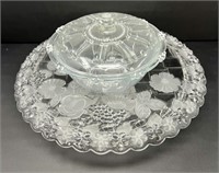 Crystal Cake Plate and Glass Candy Dish