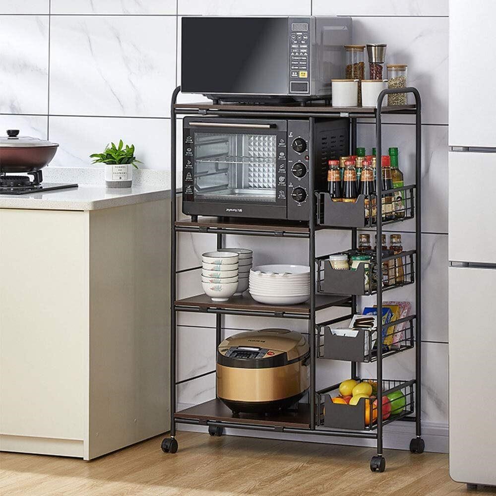 Black Baker's Rack with 8 Shelves and Stand