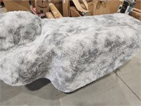 White/Grey 8 Ft. Round Shaggy Rug with rubber back